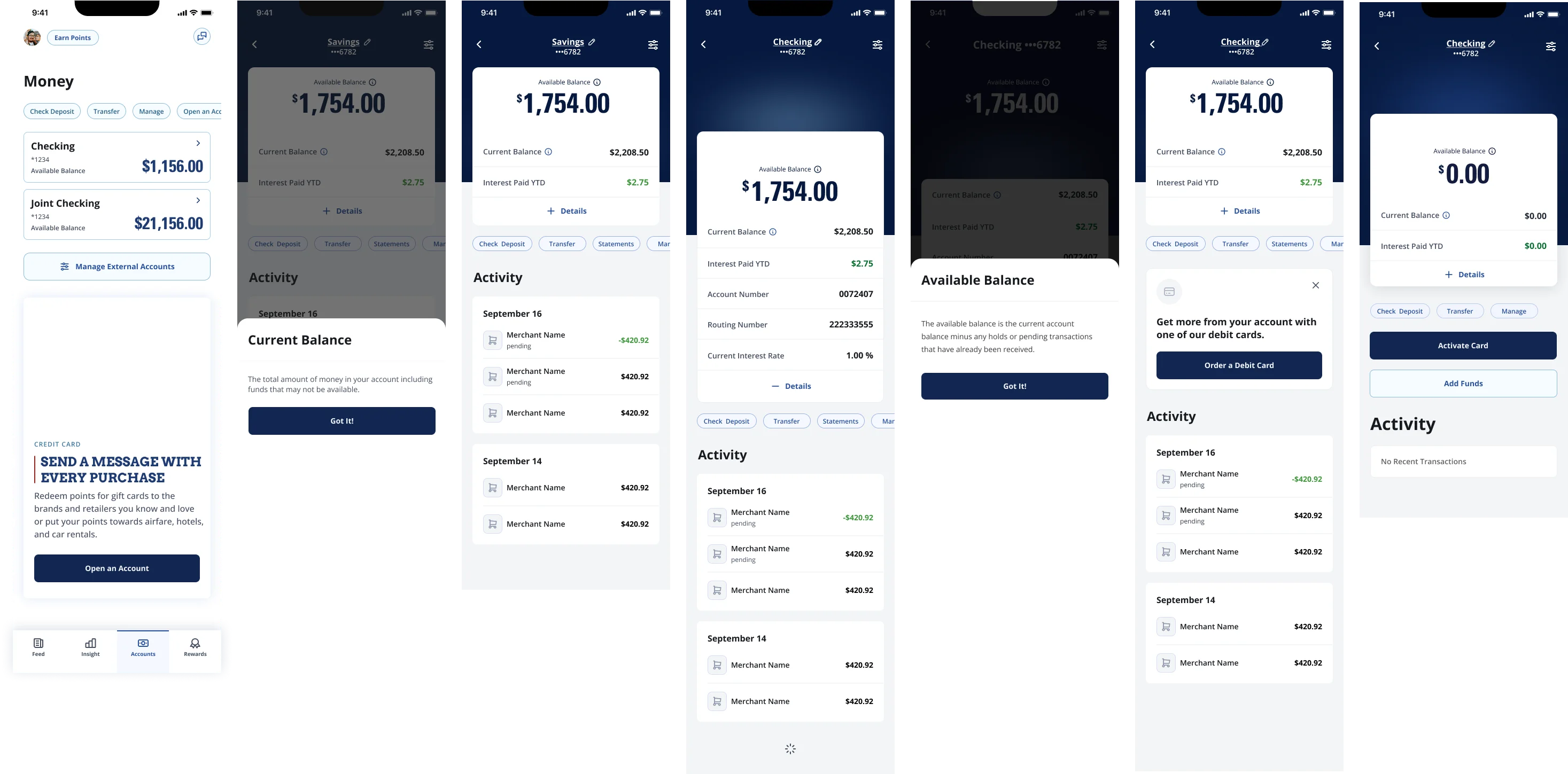 Banking flow across accounts and tasks